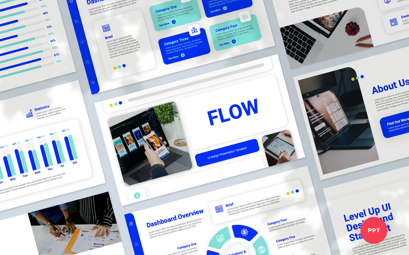 Flow - Modèle PowerPoint de présentation de conception d'interface utilisateur