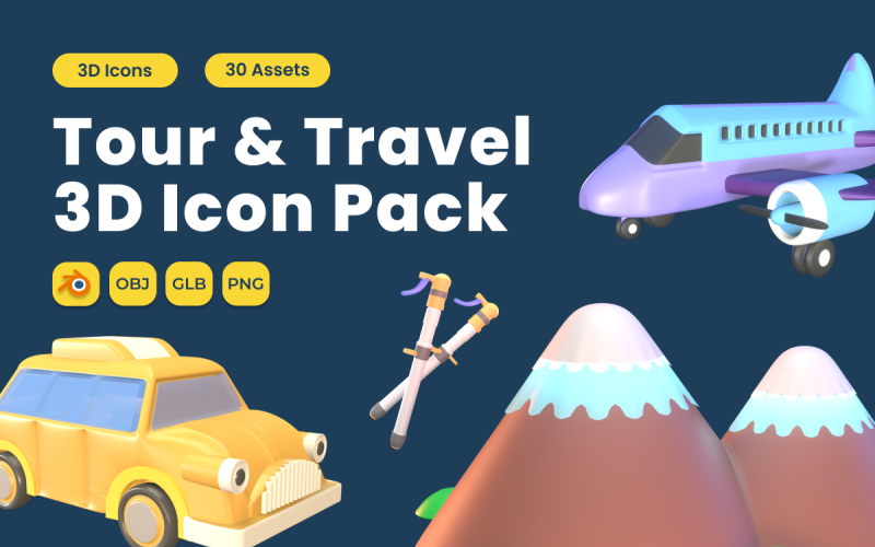 Paquete de iconos 3D de recorridos y viajes, volumen 5