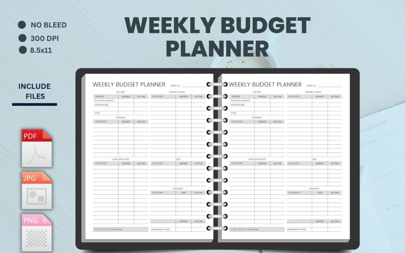 Cuaderno de registro de plantilla de planificador de presupuesto semanal