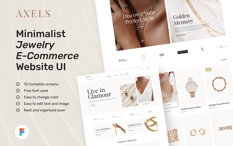 Axels – Smycken E-handel Webbplats UI Figma Mall