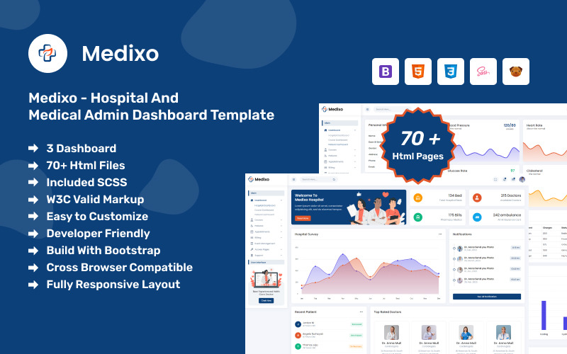 Medixo - Modèle de tableau de bord d'administration hospitalière et médicale