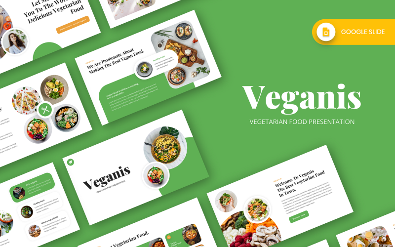 Veganis - Vejetaryen Yemekleri Google Slayt Şablonu