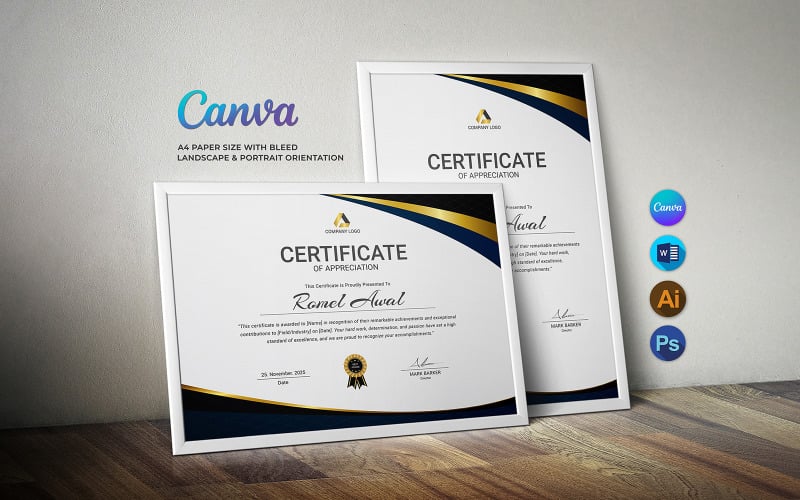 专业Canva证书模板