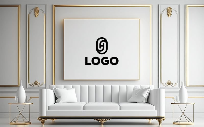 Maquete do logotipo do quadro branco em fundo interior luxuoso