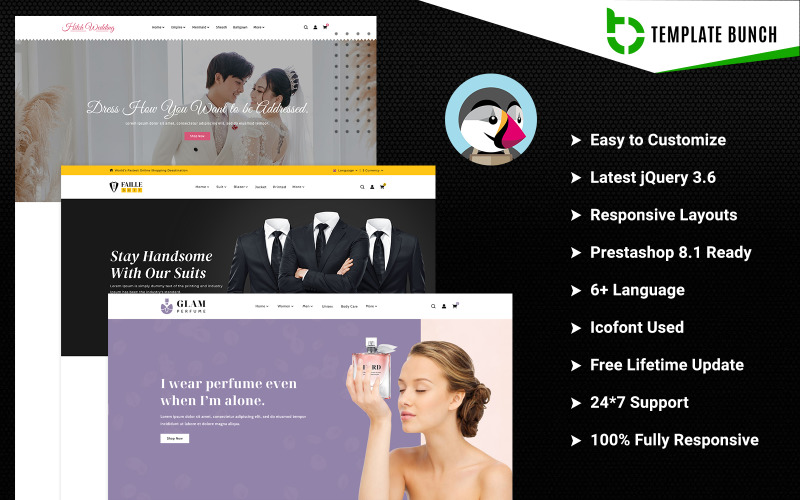 Hitch - Bruiloft en pak met parfum - Responsief Prestashop-thema voor e-commerce