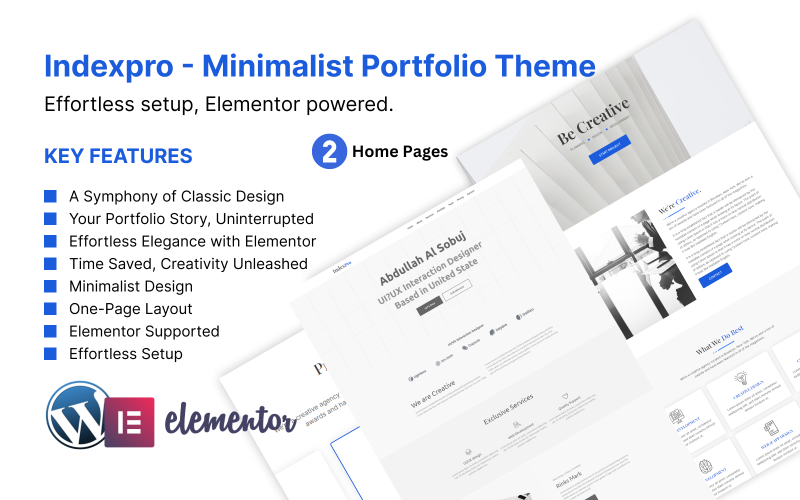 Indexpro – minimalistické téma portfolia