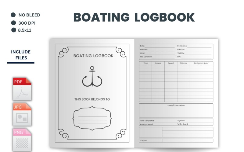 Boots-Logbuch, Boots-Logbuch, Bootsgeschenk, Boots-Logbuch, Kapitäns-Logbuch, Motorboot, Segeltagebuch