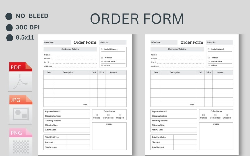 Custom Order Form Mall, Inköp Order Form Mall, Order Form Redigerbar