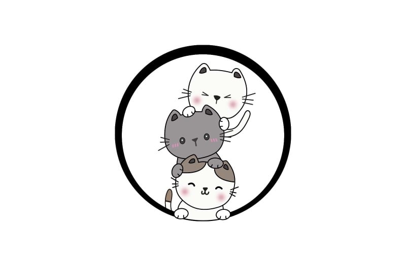 可爱的三只猫标志设计