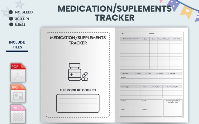 Vitamin-Tracker, Nahrungsergänzungsmittel-Tracker, Vitaminliste, Vitaminprotokoll, Gesundheits-Tracker, Wellness-Planer