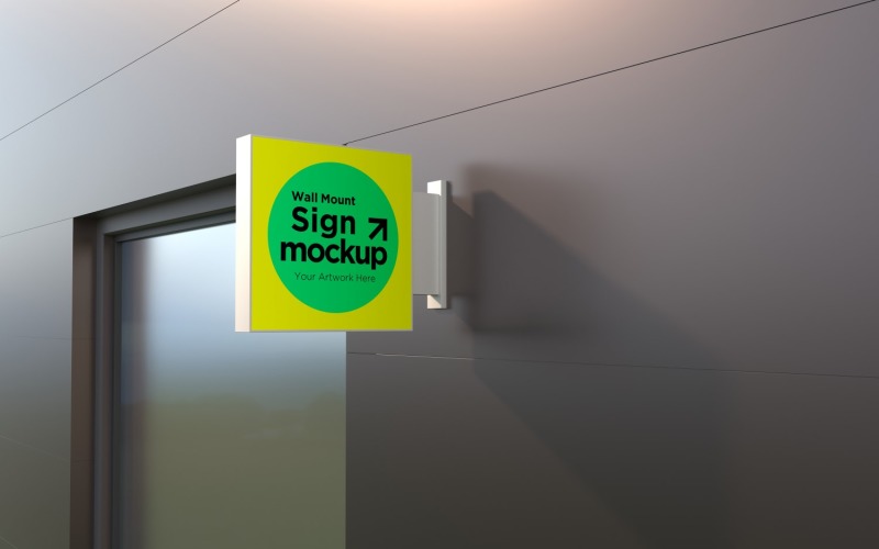Square Wall Mount Signage Mockup Template 41A