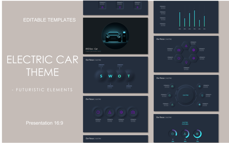 Elektroauto-Thema_Futuristische Technologie-Vibe-PPT-Deck-Vorlage Powerpoint