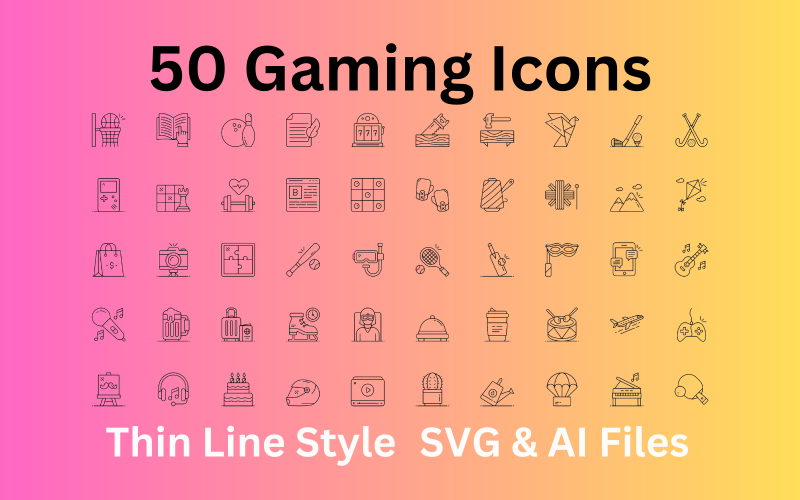 爱好图标集50个轮廓图标- SVG和AI文件
