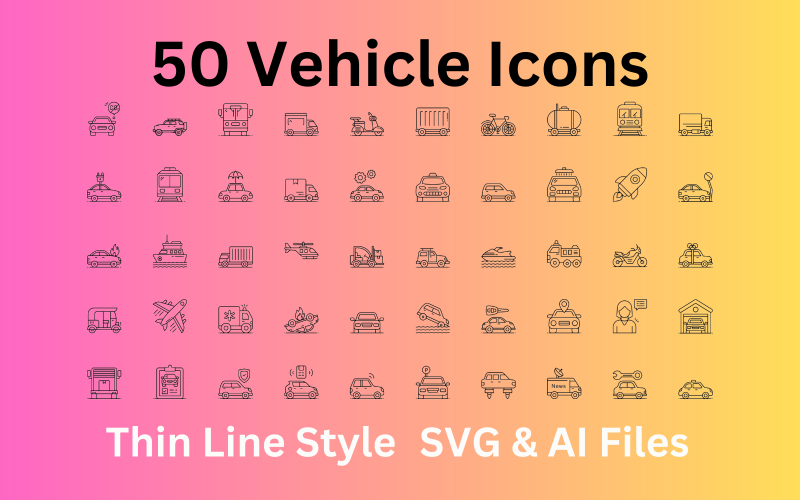 车辆图标集50个图标——SVG和AI文件