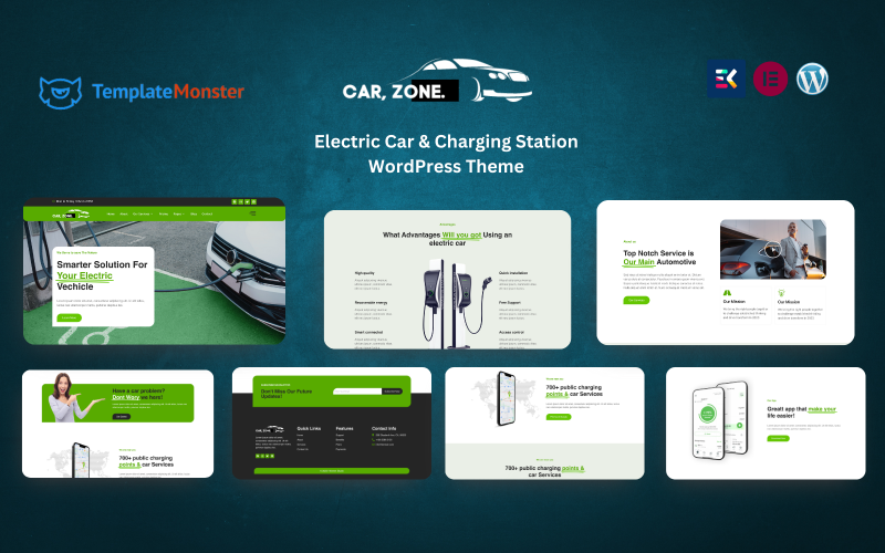 汽车区域-电动汽车和充电站WordPress主题