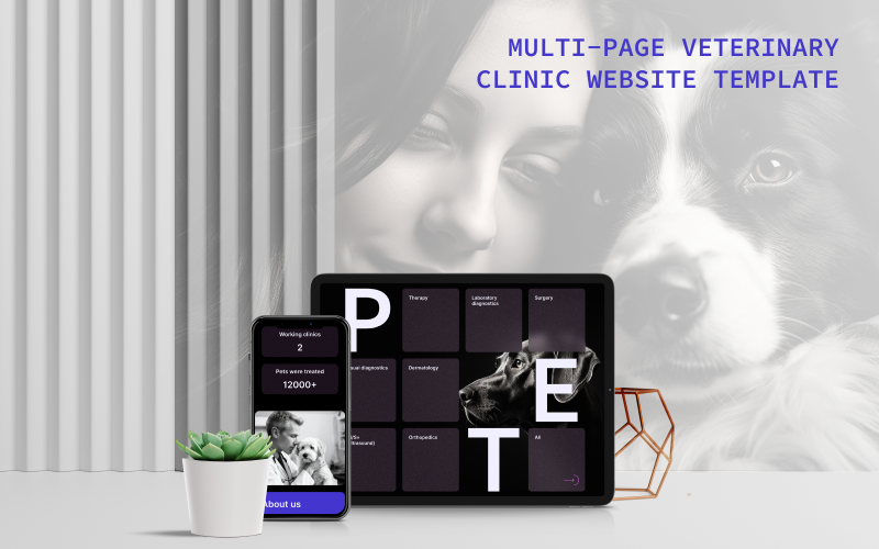 Pet Paw — Modèle d'interface utilisateur minimaliste pour le site Web d'une clinique vétérinaire