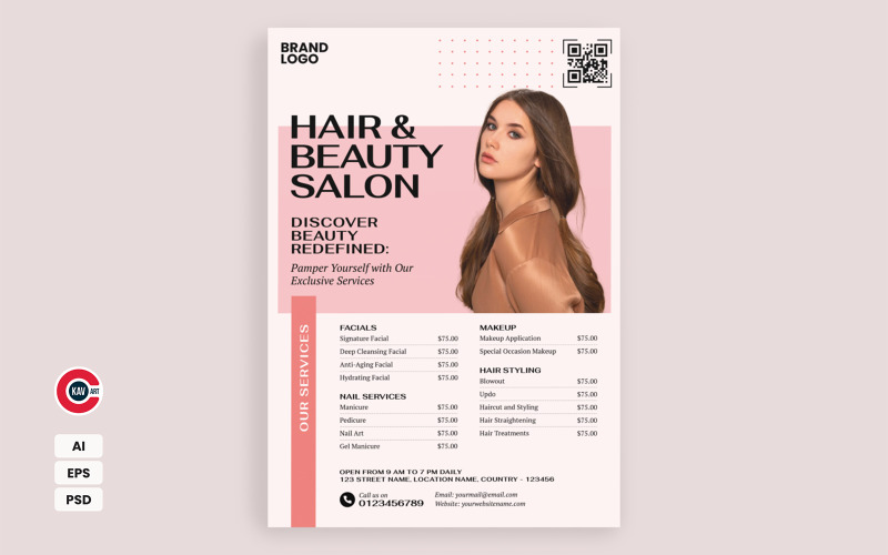 Modèle de conception de flyer de traitement de beauté - 00001