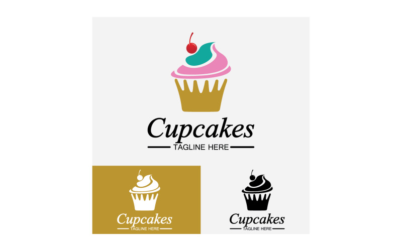 Cupcake food logo icon vector v22