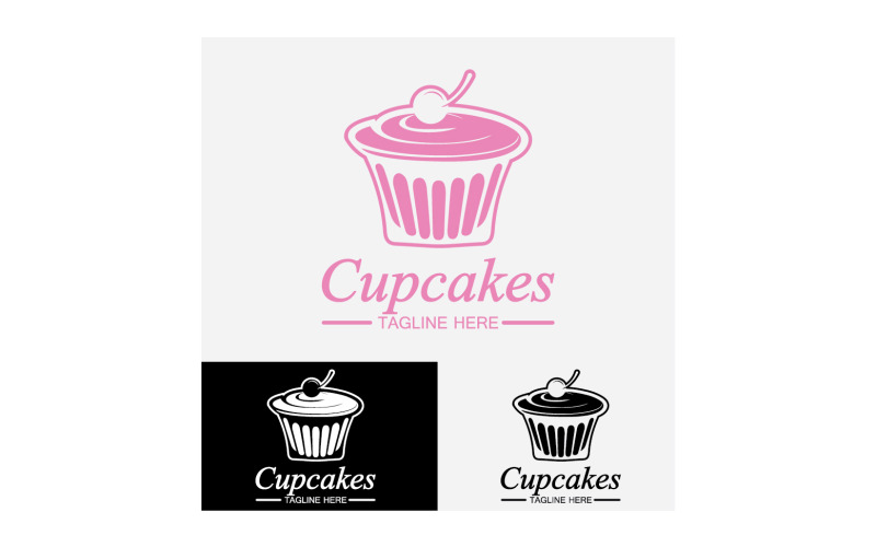 Cupcake food logo icon vector v49