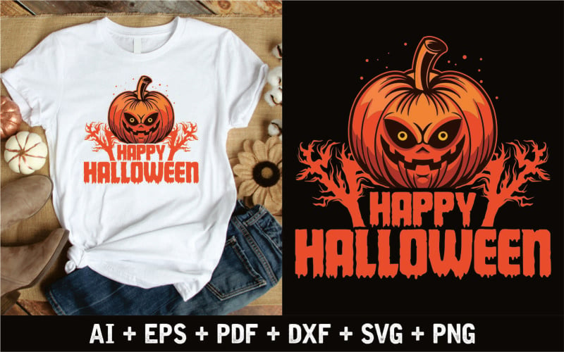 Happy Halloween met spin en net T-shirtontwerp