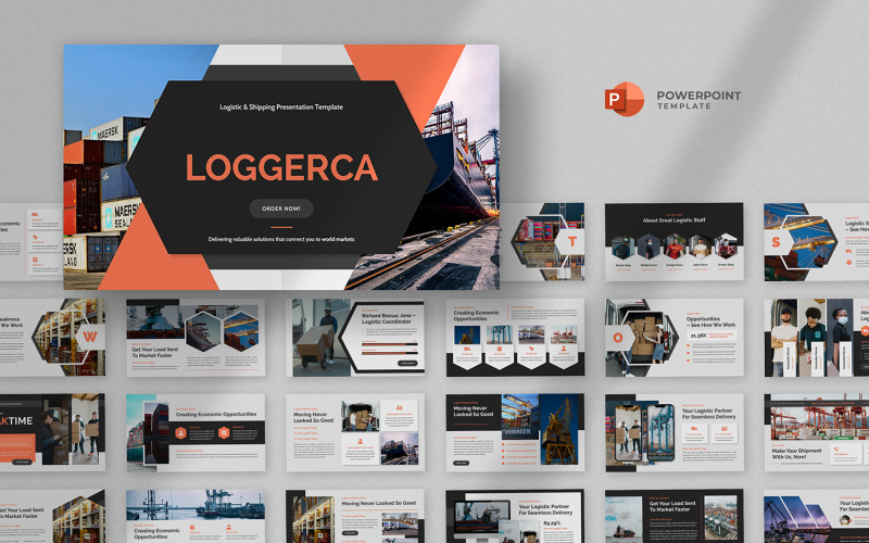 Loggerca – Logisztika és szállítás Powerpoint sablon