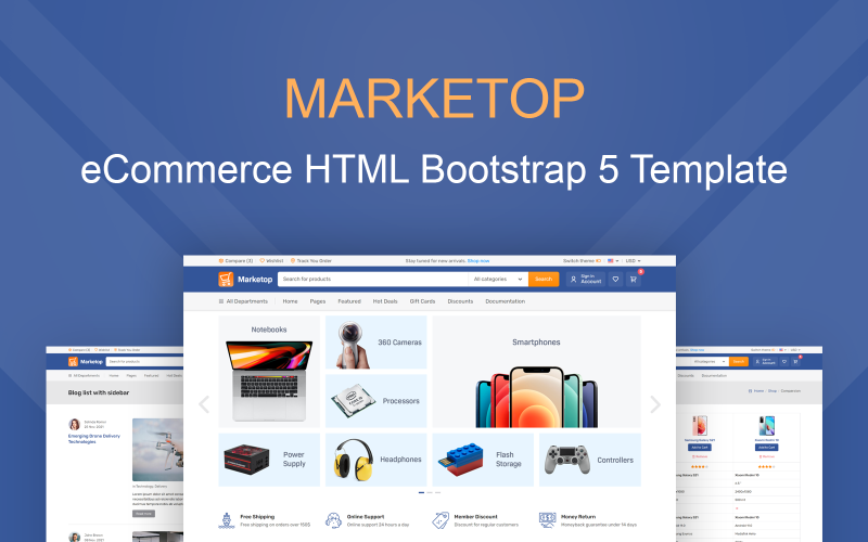 Marketop – e-kereskedelmi elektronikus áruház HTML Bootstrap 5 webhelysablonja