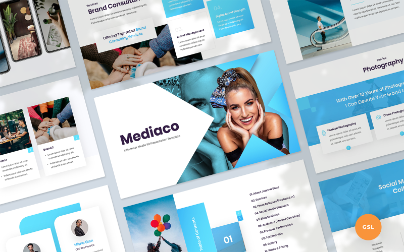 Mediaco - Media Kit Presentatie Google Slides-sjabloon