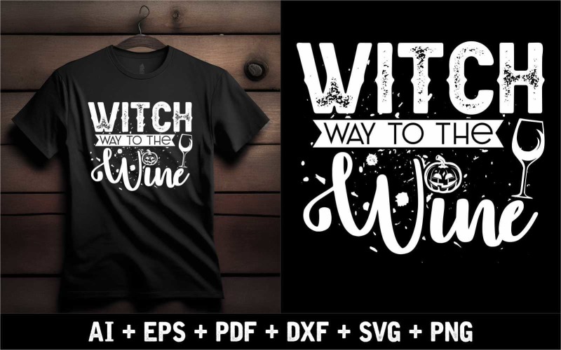 Witch Way To The Wine Design especial para camisa e moletons de Halloween