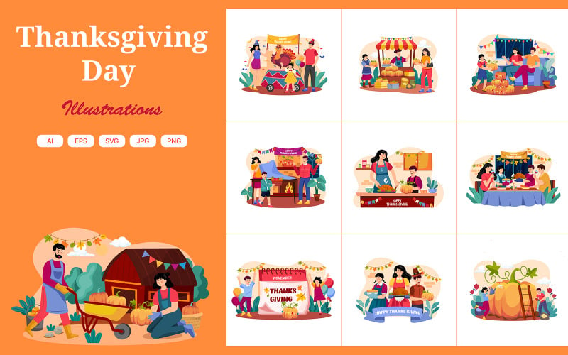 M547_ Thanksgiving Day-illustratiepakket