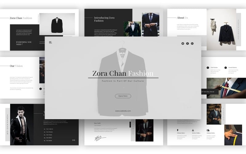 Szablon programu Powerpoint dotyczący mody mężczyzny Zora Chan