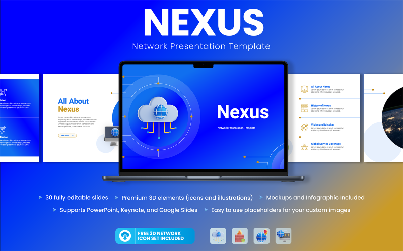 Nexus - Шаблон слайдов Google Сетевой презентации