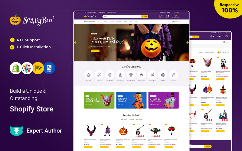 ScaryBoo - праздничная вечеринка на Хэллоуин, тема подарков и Рождества Shopify