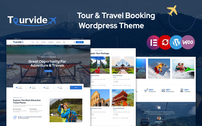 Tourvide - Resebokning Elementor Wordpress Theme