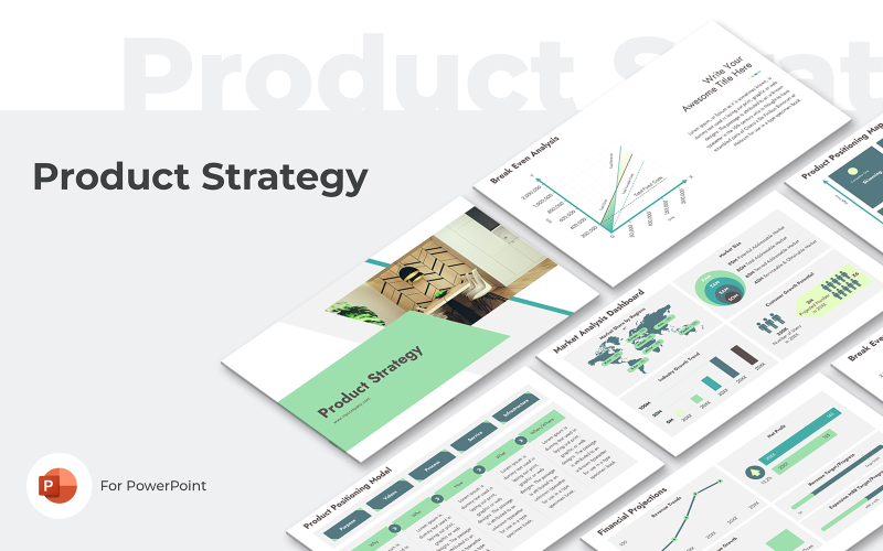 Modelo de apresentação em 演示文稿 de estratégia de produto
