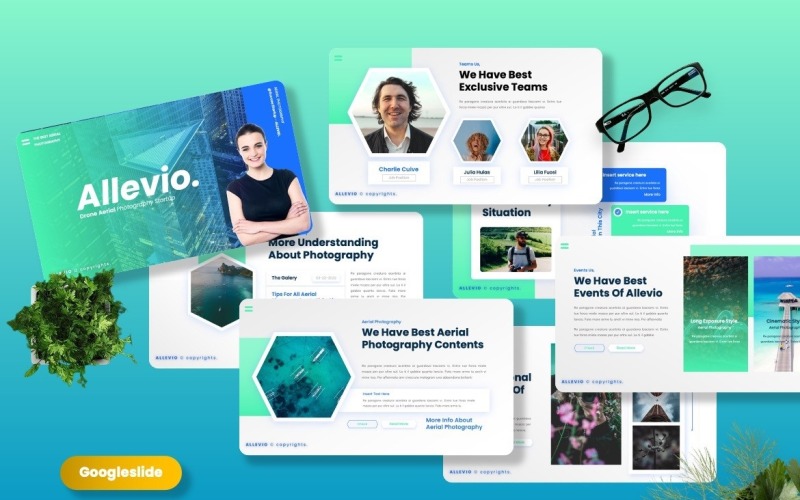 Allevio - Шаблоны Googleslide для аэрофотосъемки с дрона