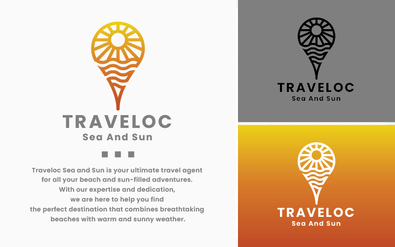 旅游地点-海洋和太阳品牌标志