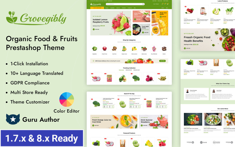 Grovegibly – Bioélelmiszerek és élelmiszerboltok Prestashop Reszponzív téma