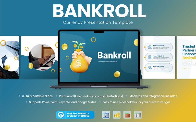 Bankroll - Plantilla de PowerPoint para presentación de divisas