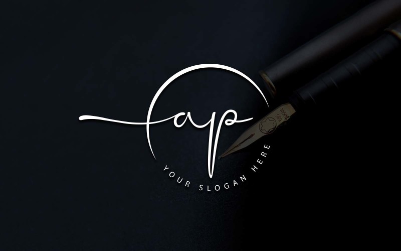 Kalligrafie Studio stijl AP brief Logo ontwerp