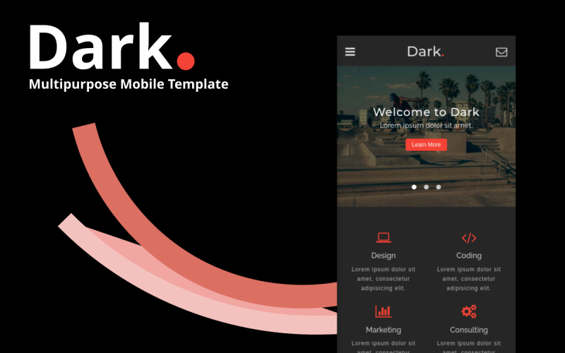 Dark – Mehrzweck-Website-Vorlage für Mobilgeräte