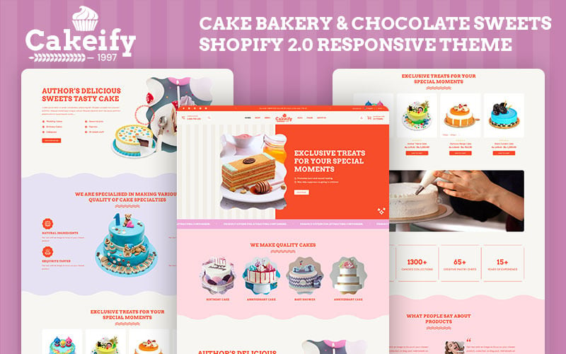 Cakeify - Boulangerie de gâteaux et magasin de bonbons au chocolat Thème réactif Shopify 2.0 polyvalent