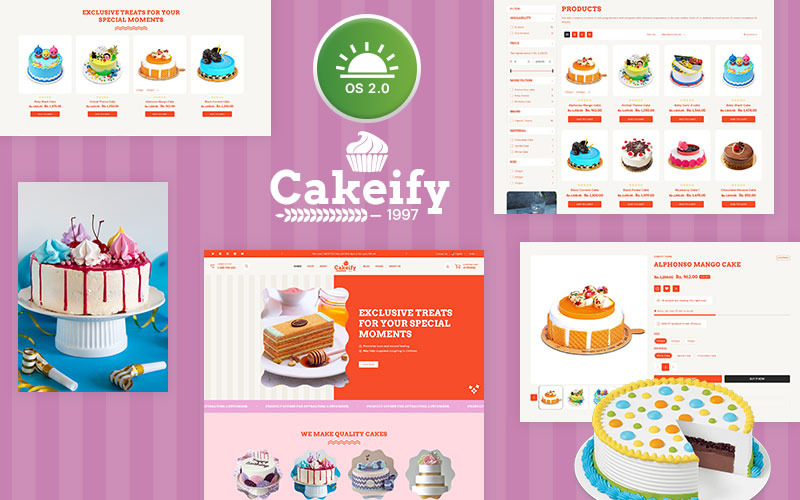 Cakeify – sütemények és pékségek, csokoládé édességek, többcélú Shopify 2.0 reszponzív téma