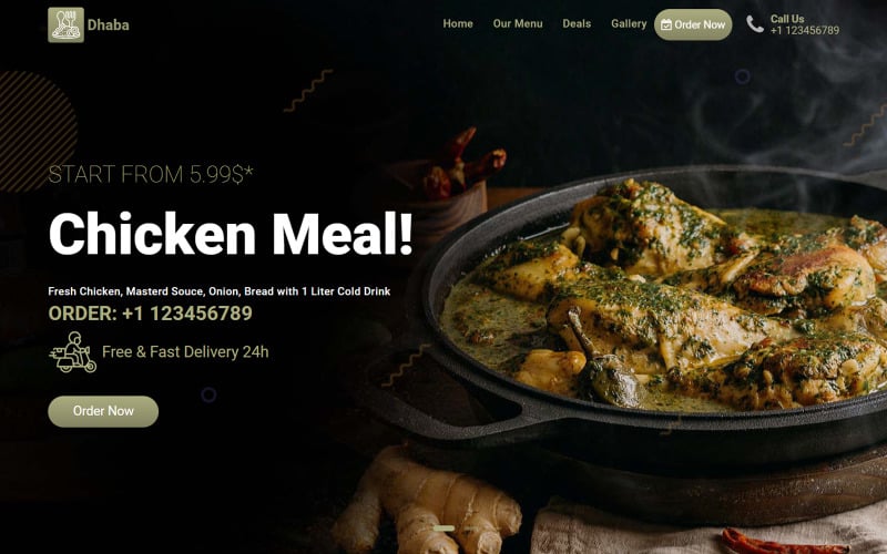 Dhaba – Šablona HTML5 rozvozu jídla, hotelů a restaurací