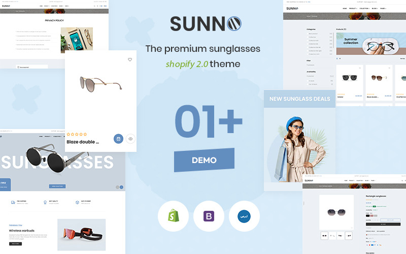 Sunno - Shopify高级太阳镜主题