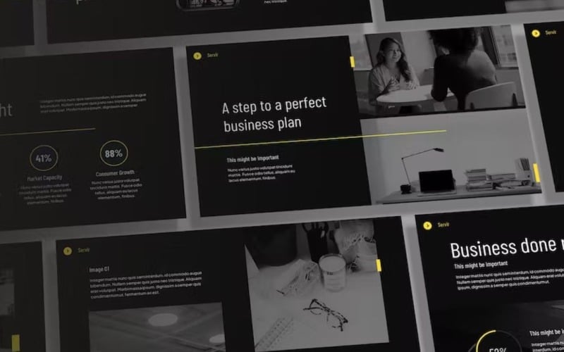 Servir - Dark Theme Agency Google Slides