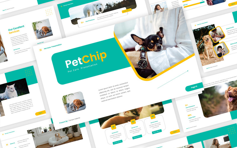 PetChip - Huisdierenverzorging PowerPoint-sjabloon