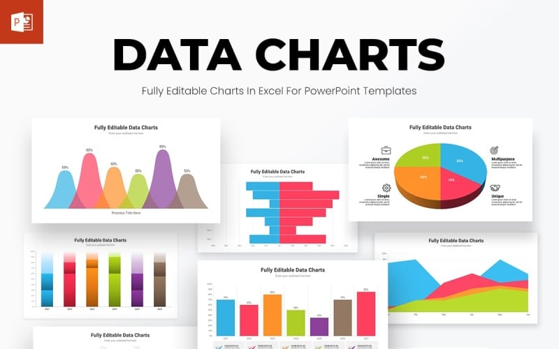Plantilla de presentación de PowerPoint con gráficos de datos