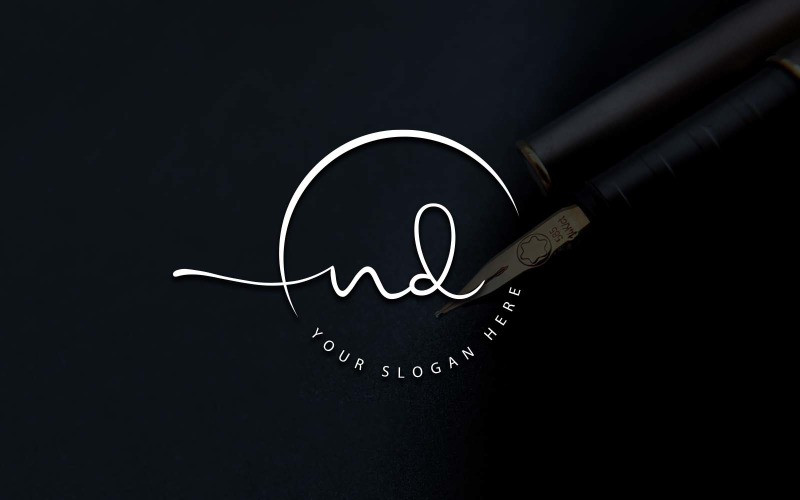 Kalligrafie Studio stijl ND brief Logo ontwerp