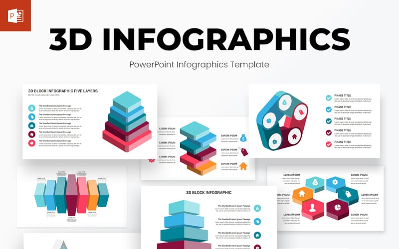 Diagrammes de modèles PowerPoint d'infographie 3D