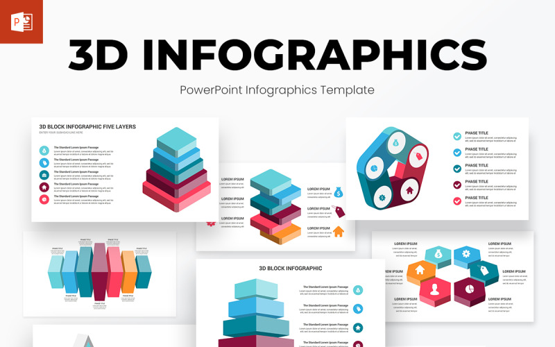 Diagrammi modello PowerPoint di infografica 3D